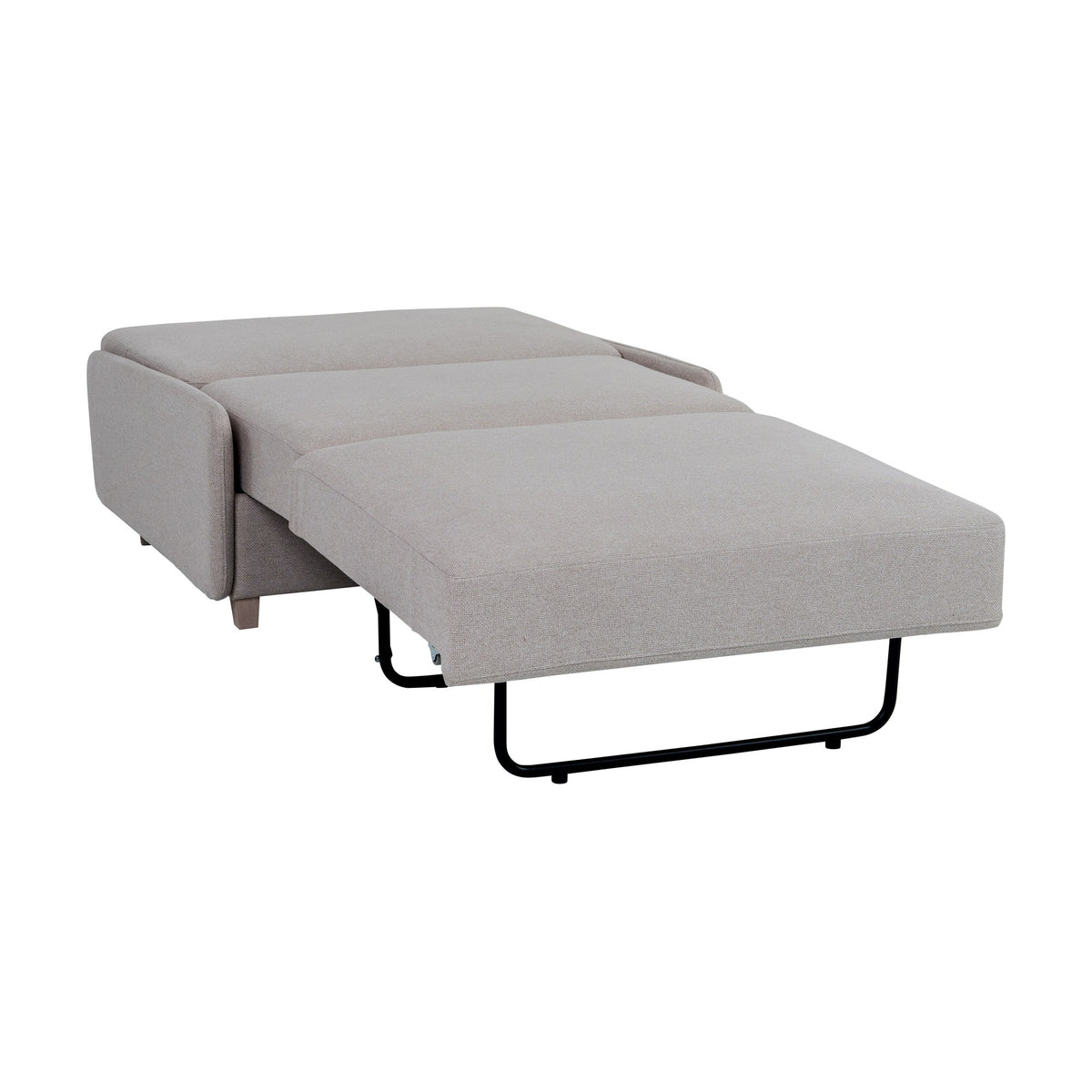 Hovden Smarty sovesofa 1-seter i lys naturbeige stoff, utslått til seng.