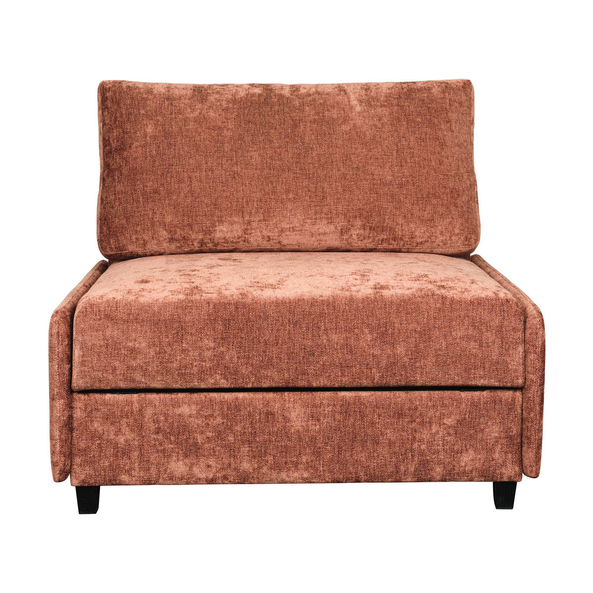 Hovden Smarty sovesofa 1-seter i rustrød chenille, sett forfra.