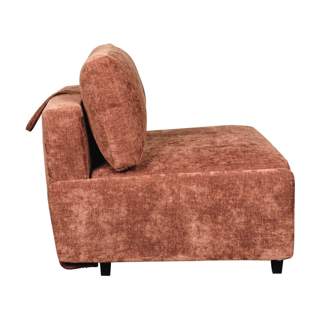 Hovden Smarty sovesofa 1-seter i rustrød chenille, sett fra siden.