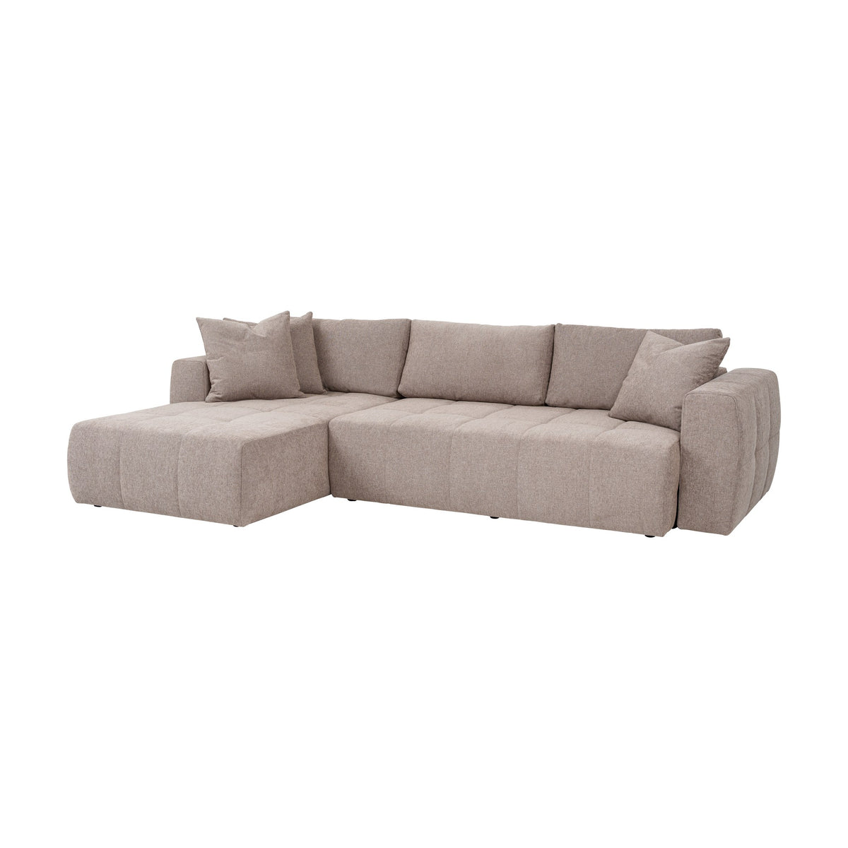Hovden Fantasy sovesofa i mørk beige rutevattert stoff