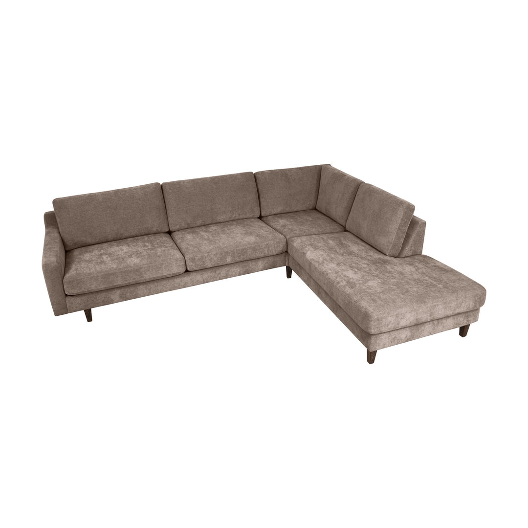 Hovden Scandinavian Touch modulsofa i gråbeige med sjeselong høyre og mørke treben.