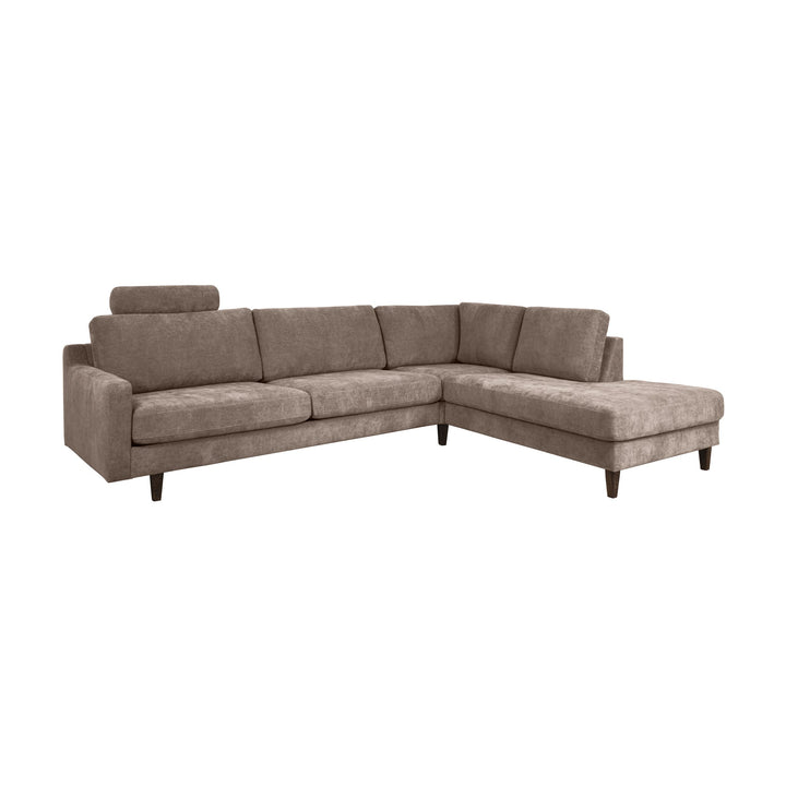 Hovden Scandinavian Touch modulsofa i gråbeige med oppfellbar nakkestøtte.