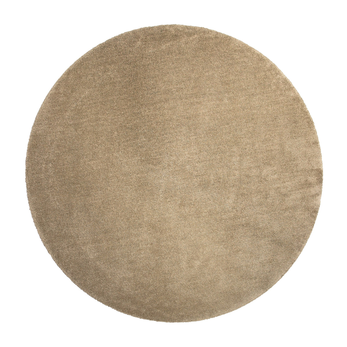 Lone Sensation rundt teppe i sandbeige med myk, blank overflate