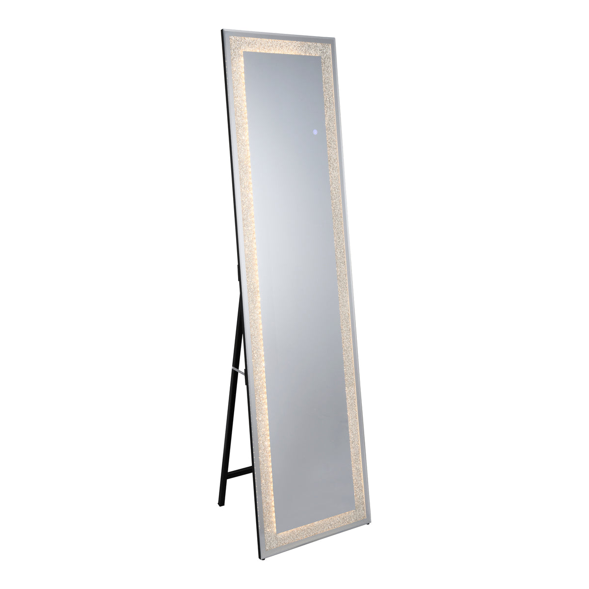 Hermine LED-speil med glitterkant og stativ, 40x160 cm