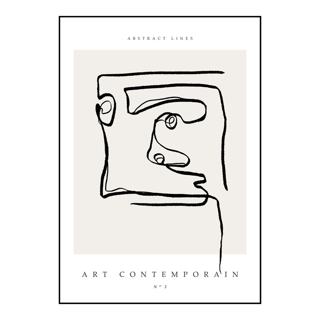 Poster Board Art Contemporain 2 med sort strektegning av et ansikt