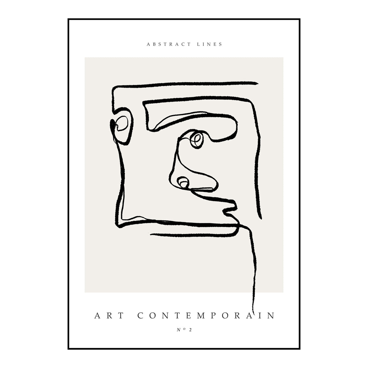 Poster Board Art Contemporain 2 med sort strektegning av et ansikt
