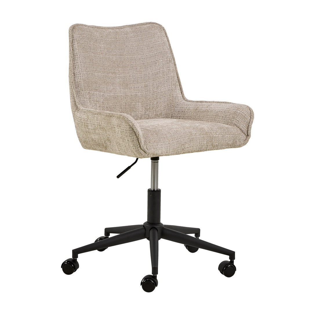 Eddie kontorstol i beige melert chenille med svart hjulbase