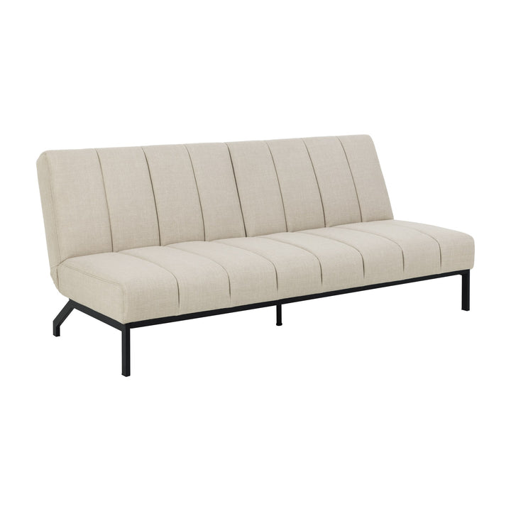 Caix sovesofa i beige stoff med svarte metallben