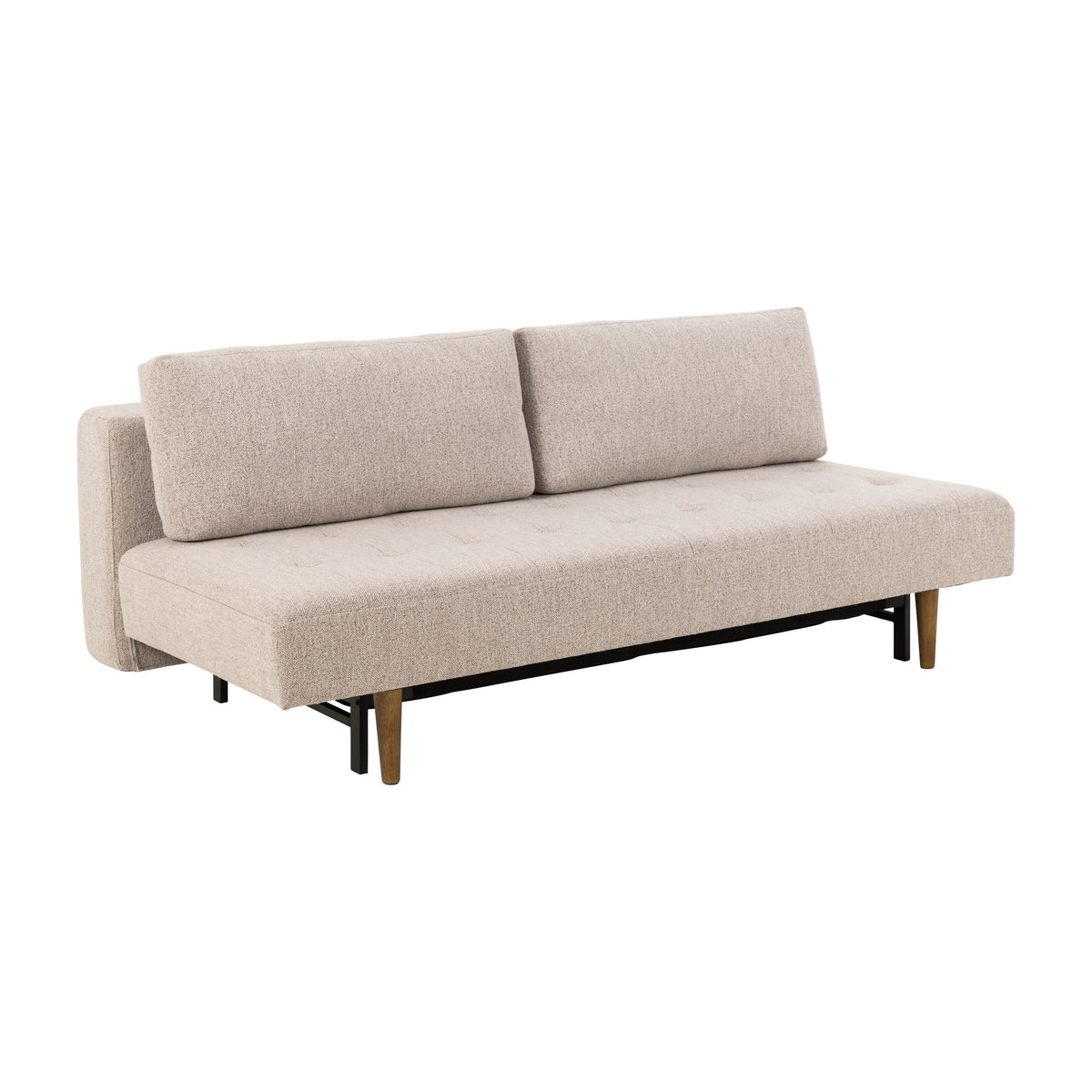 Blain sovesofa i beige bouclé med koniske treben