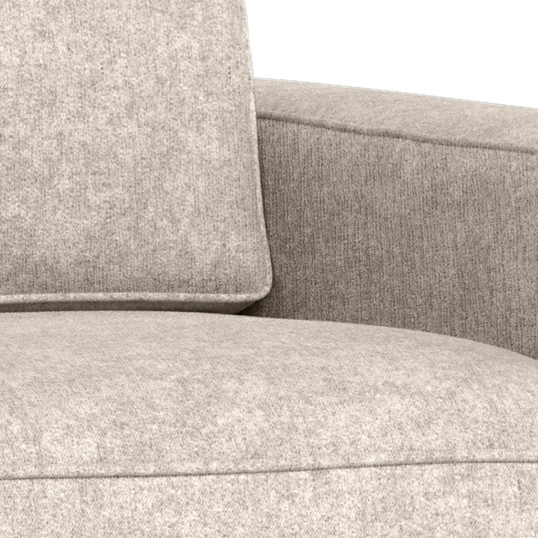 Vento sovesofa i beige chenille, nærbilde av ryggpute og sete