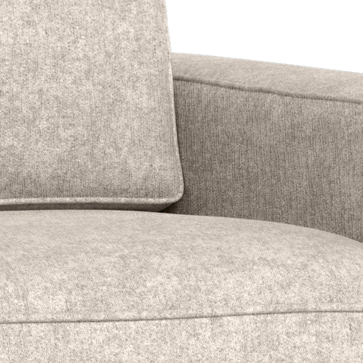 Vento sovesofa i beige chenille, nærbilde av ryggpute og sete