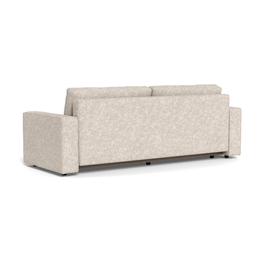 Vento sovesofa i beige chenille sett bakfra fra siden
