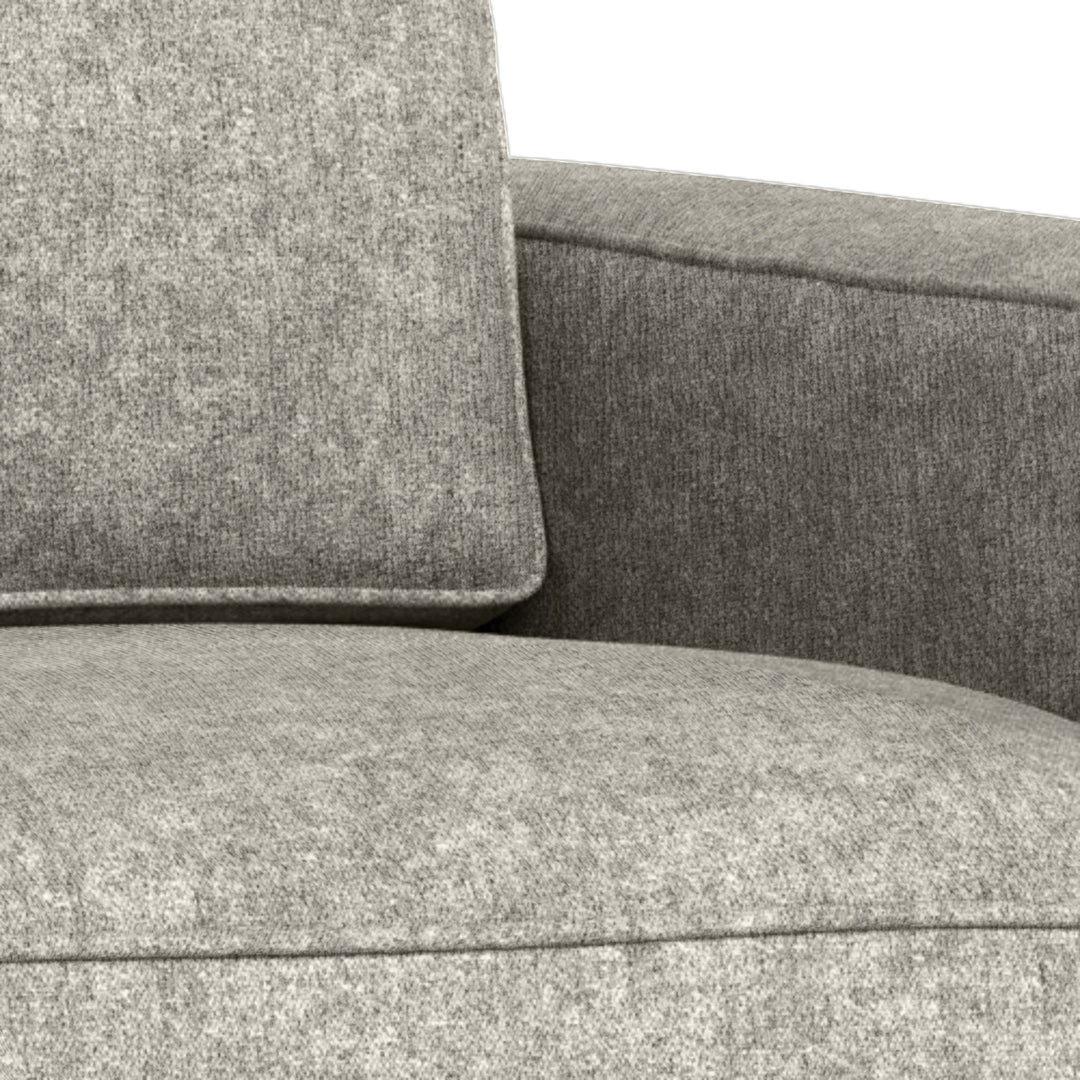Vento sovesofa i lys grå chenille, nærbilde av rygg- og setepute