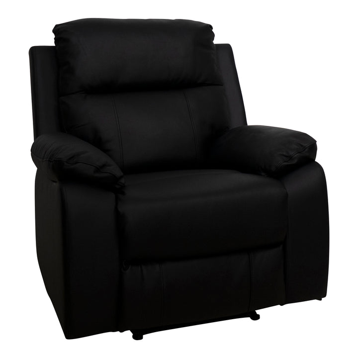 Mora reclinerstol i sort skinn med justerbar rygg