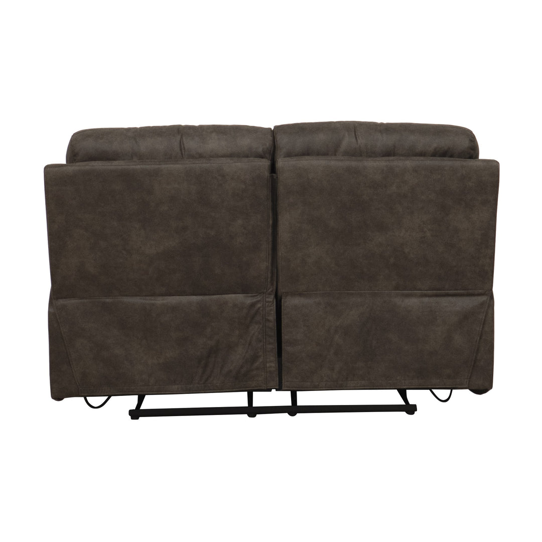 Mayfield sofa i gråbrunt stoff, 2-seter sett bakfra med metallbase