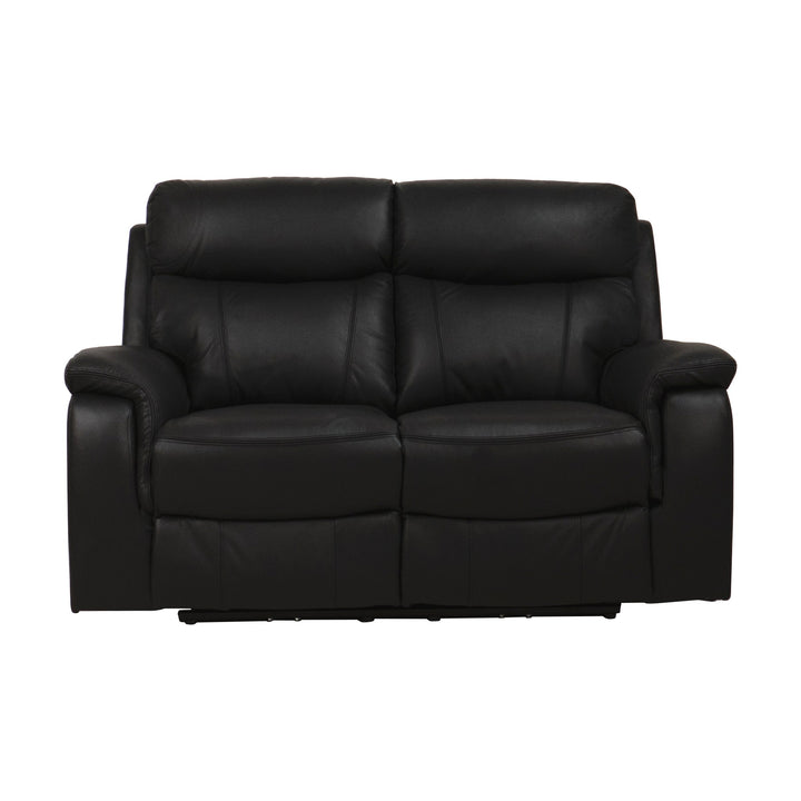 Mayfield sofa i sort skinn, 2-seter sett forfra