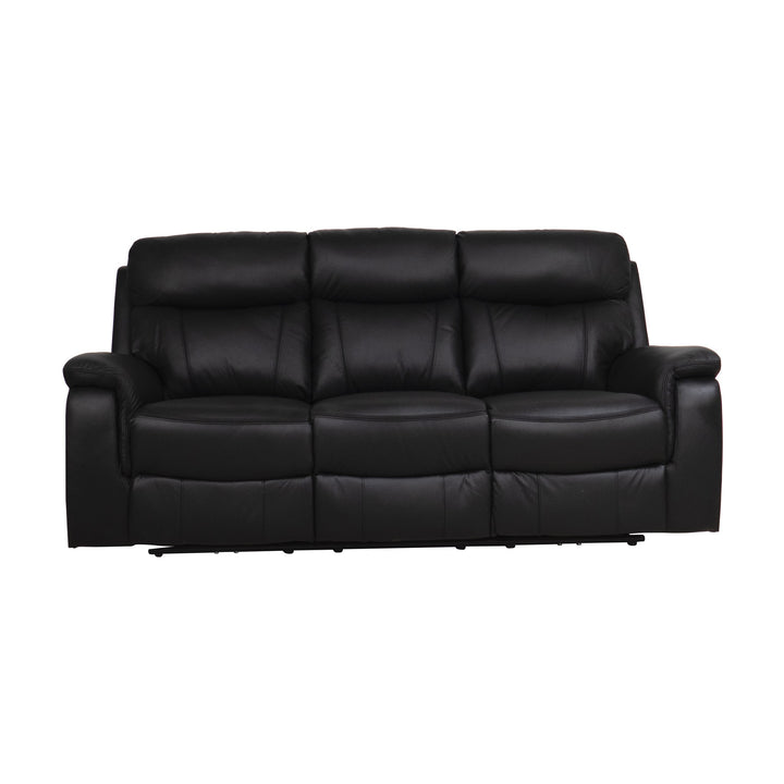 Mayfield sofa i sort skinn, 3-seter sett forfra