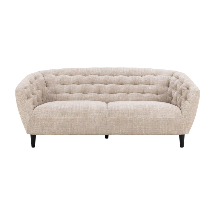 Ria 3-seter sofa i beige chenille med tuftet rygg og sorte ben