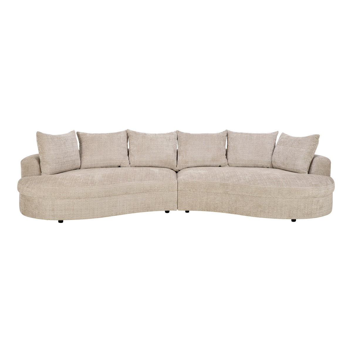 Cordova sofa i beige chenille med buet sjeselong