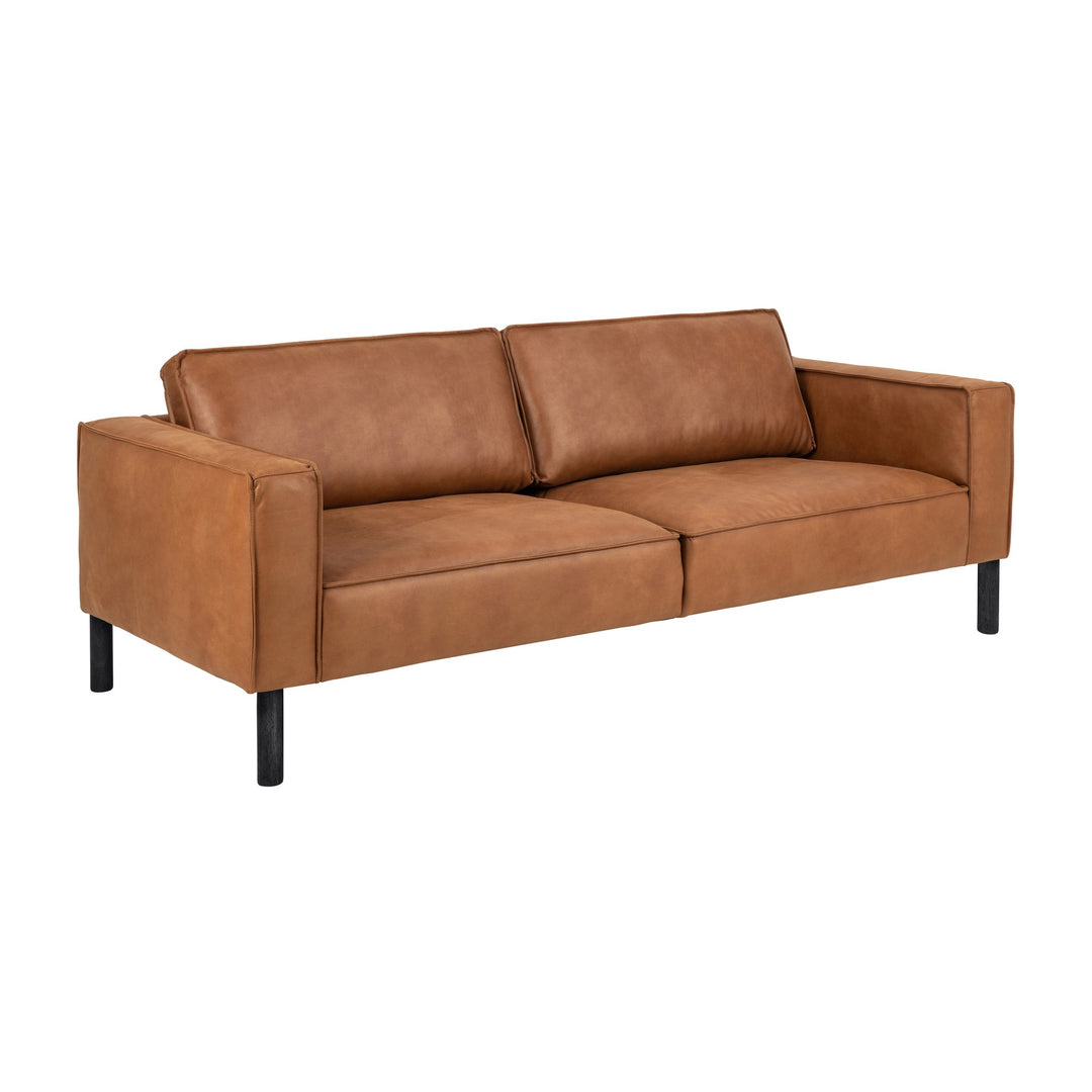 Montebello 3-seter sofa i cognacfarget skinn med sorte ben