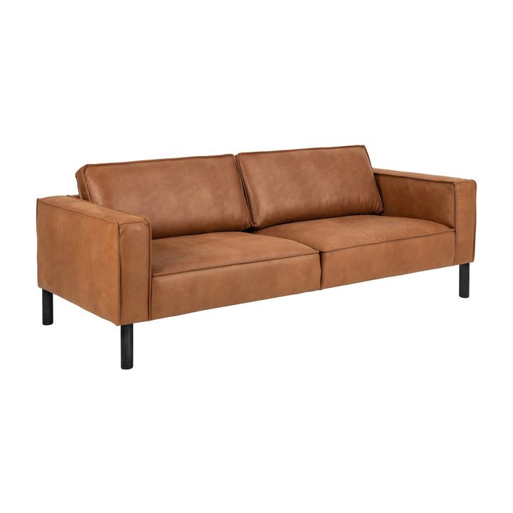 Montebello 3-seter sofa i cognacfarget skinn med sorte ben