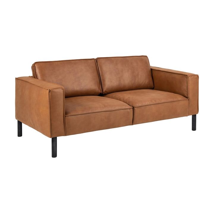 Montebello 2,5-seter sofa i cognacfarget skinn med sorte ben