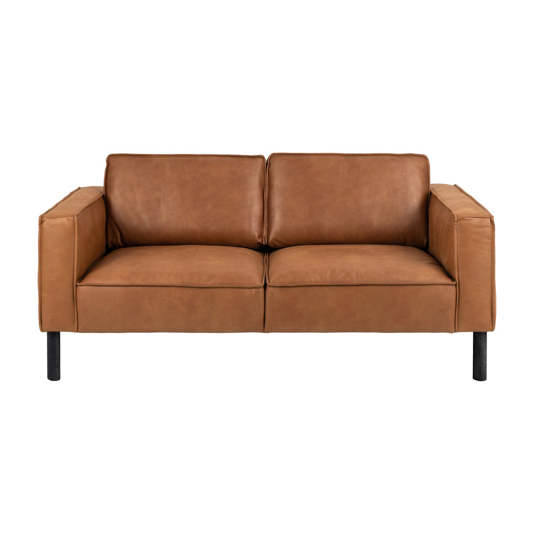 Montebello sofa i konjakkfarget skinn med sorte ben