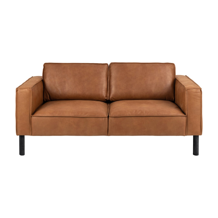 Montebello sofa i konjakkfarget skinn med sorte ben