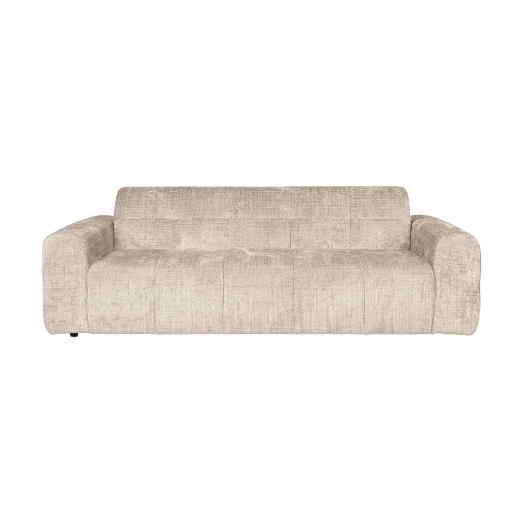 Columbia sofa i beige chenille, sett forfra