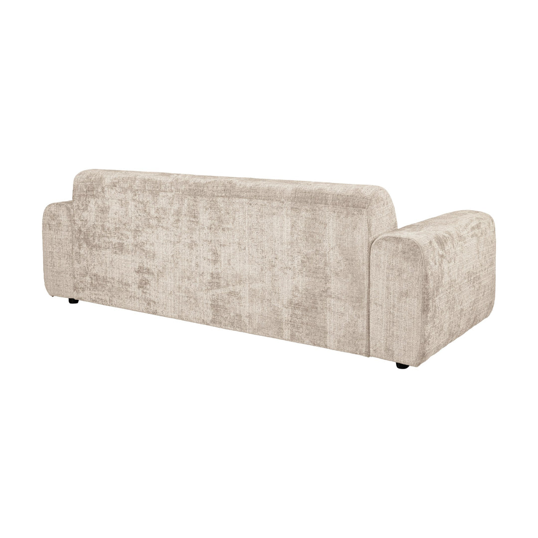 Columbia sofa i beige chenille, sett skrått bakfra
