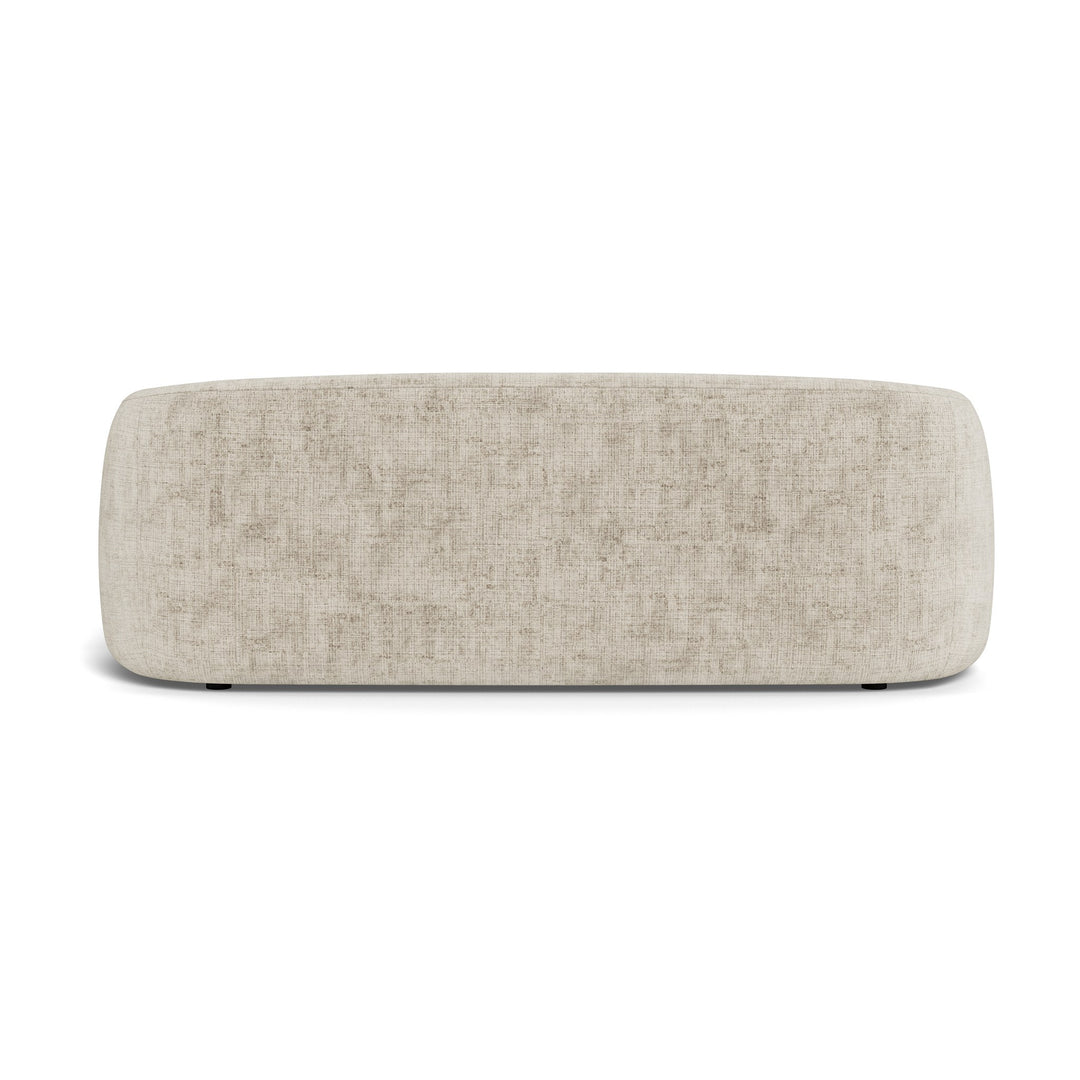 Lodi sofa i lys beige bouclé, sett rett bakfra