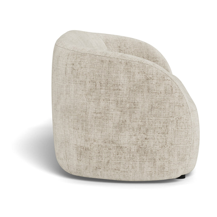 Lodi sofa i lys beige bouclé, sett fra siden
