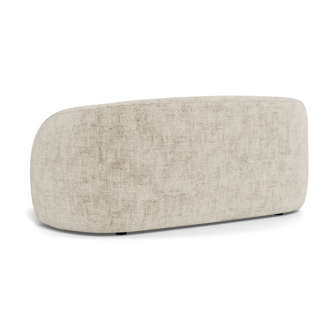 Lodi sofa i lys beige bouclé, sett rett bakfra