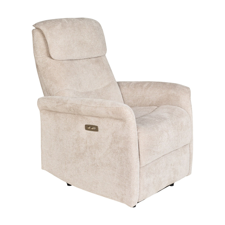 Jackson reclinerstol i sandfarget stoff med elektrisk regulering