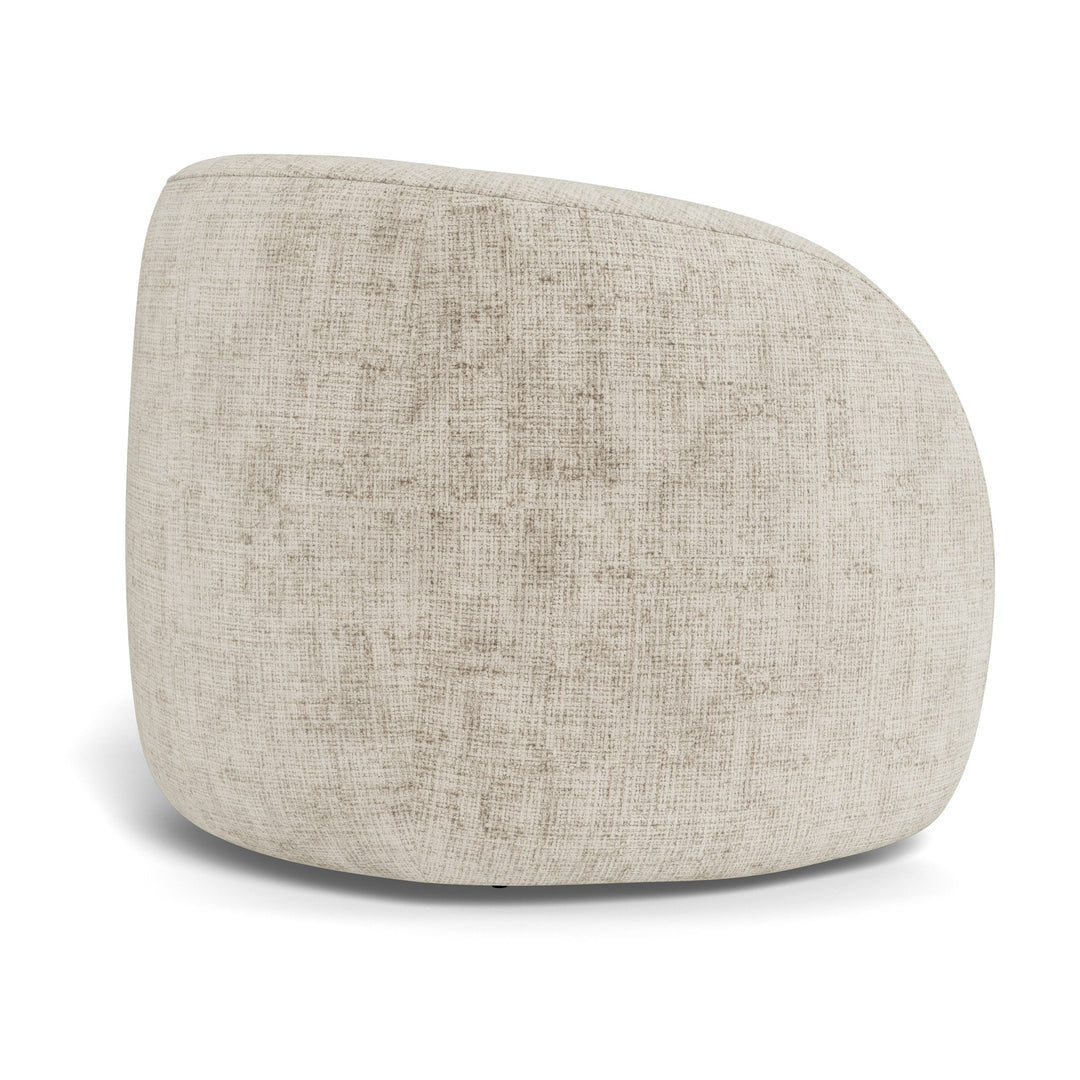 Lodi stol i lys beige chenille med sort dreibar fot, sett fra siden