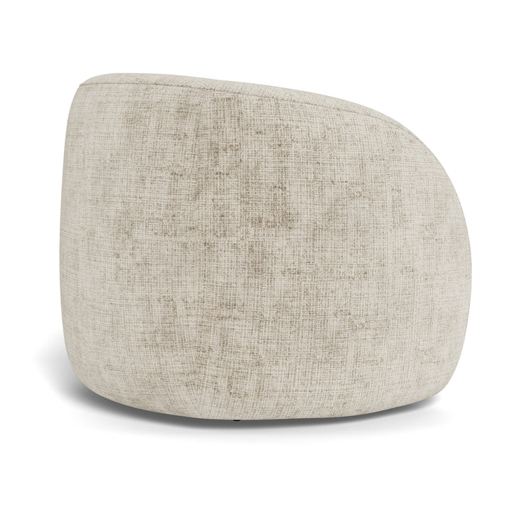 Lodi stol i lys beige chenille med sort dreibar fot, sett fra siden