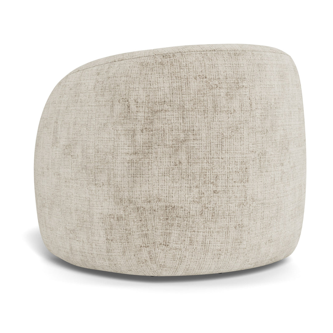 Lodi stol i lys beige chenille med avrundet rygg, sett bakfra