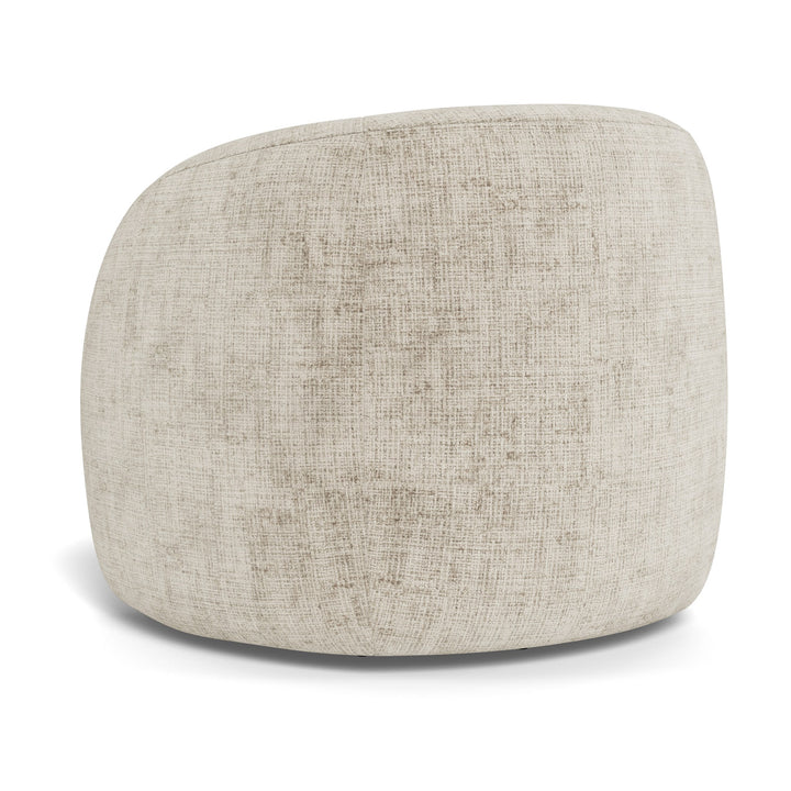 Lodi stol i lys beige chenille med avrundet rygg, sett bakfra