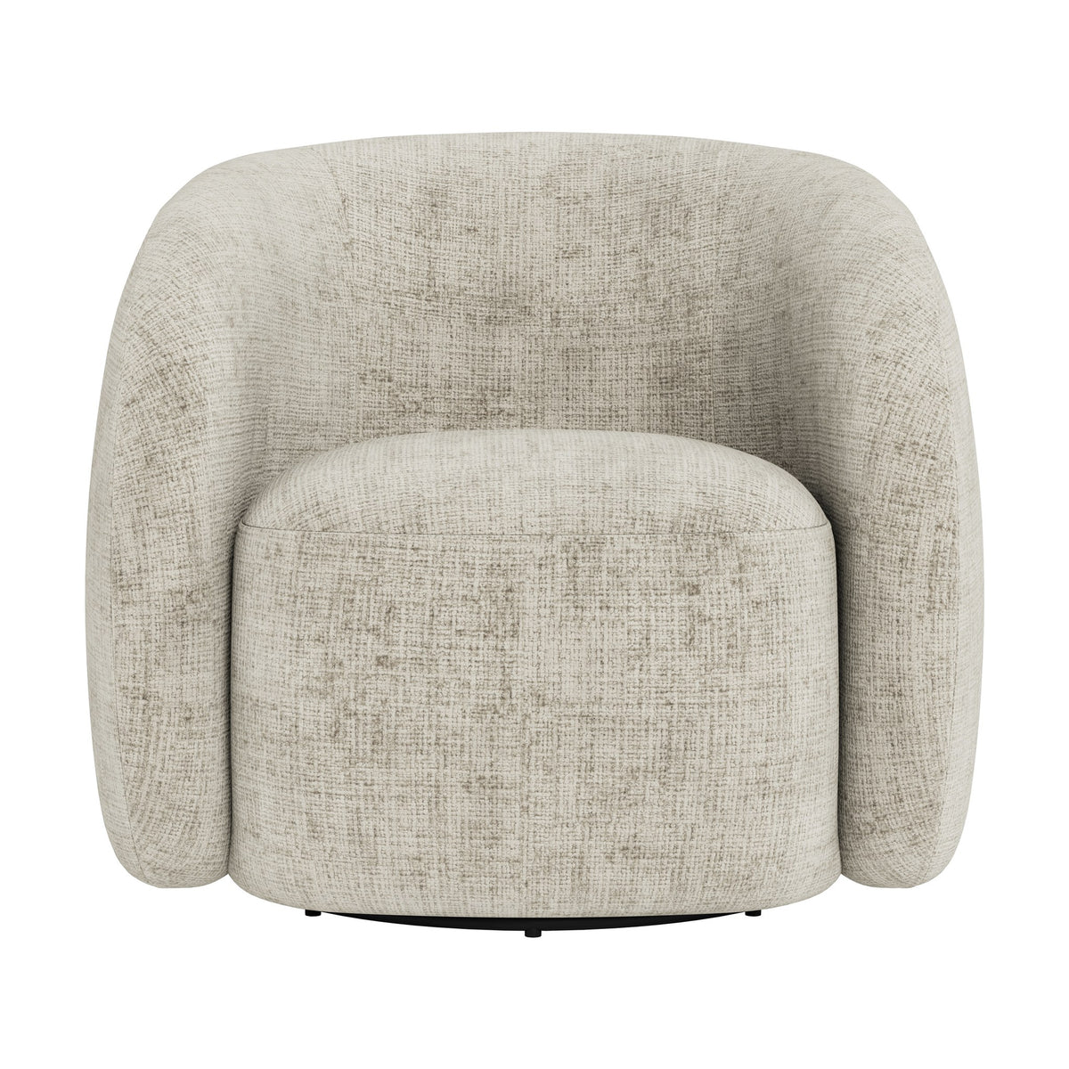 Lodi stol i lys beige chenille med avrundet rygg og sort dreibar fot