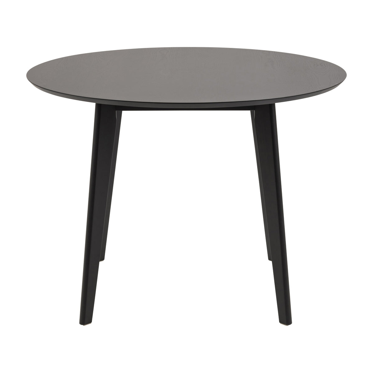 Roxby spisebord i sort med rund plate og koniske sorte ben