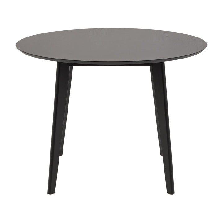 Roxby spisebord i sort med rund plate og koniske sorte ben