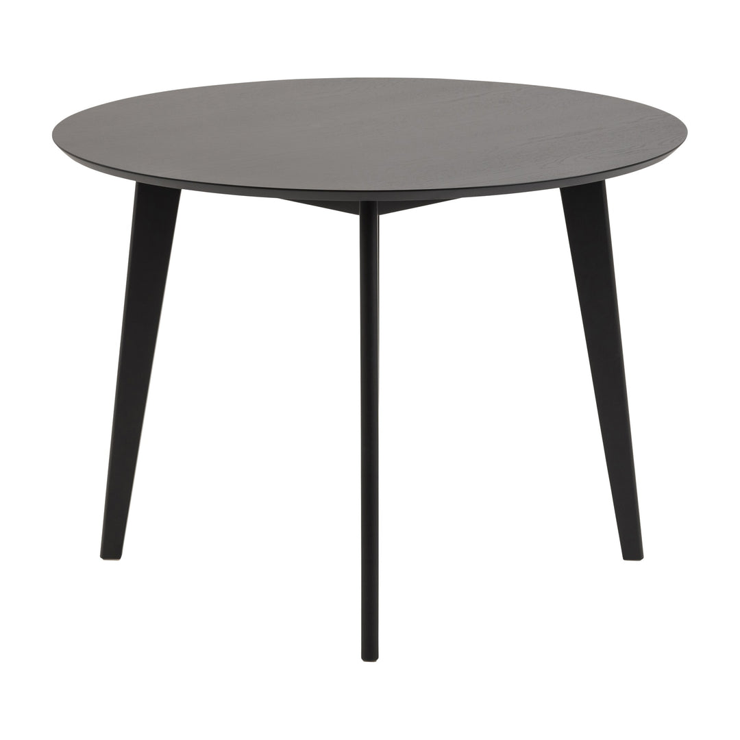Roxby spisebord i sort med rund plate og tre koniske sorte ben