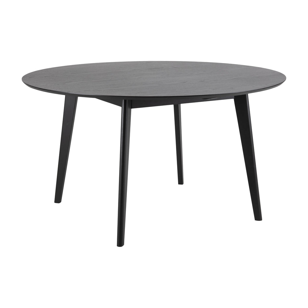 Roxby spisebord i sort ask med rund plate og koniske ben