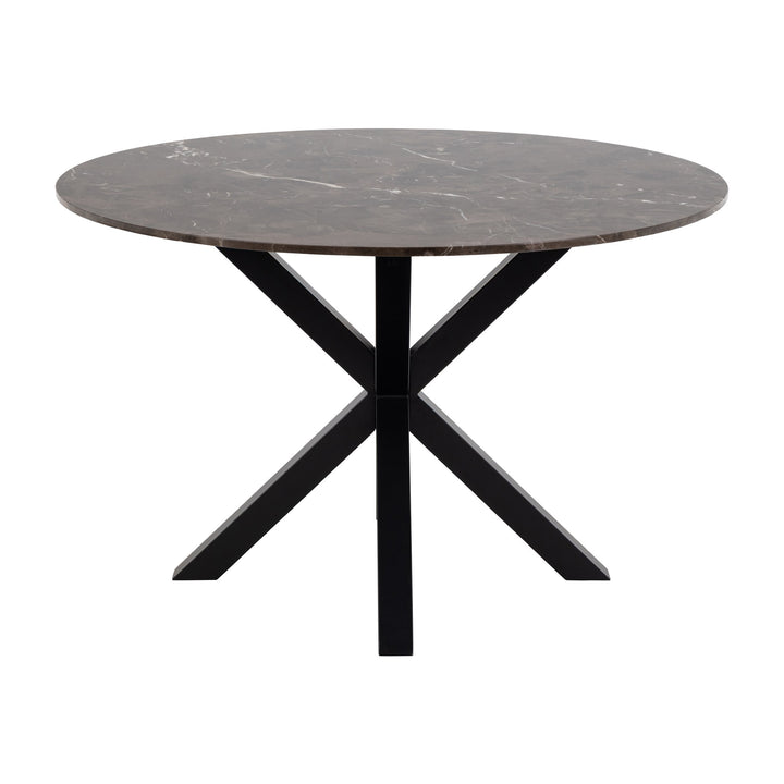 Earth spisebord med brun marmorplate og sort kryssfot