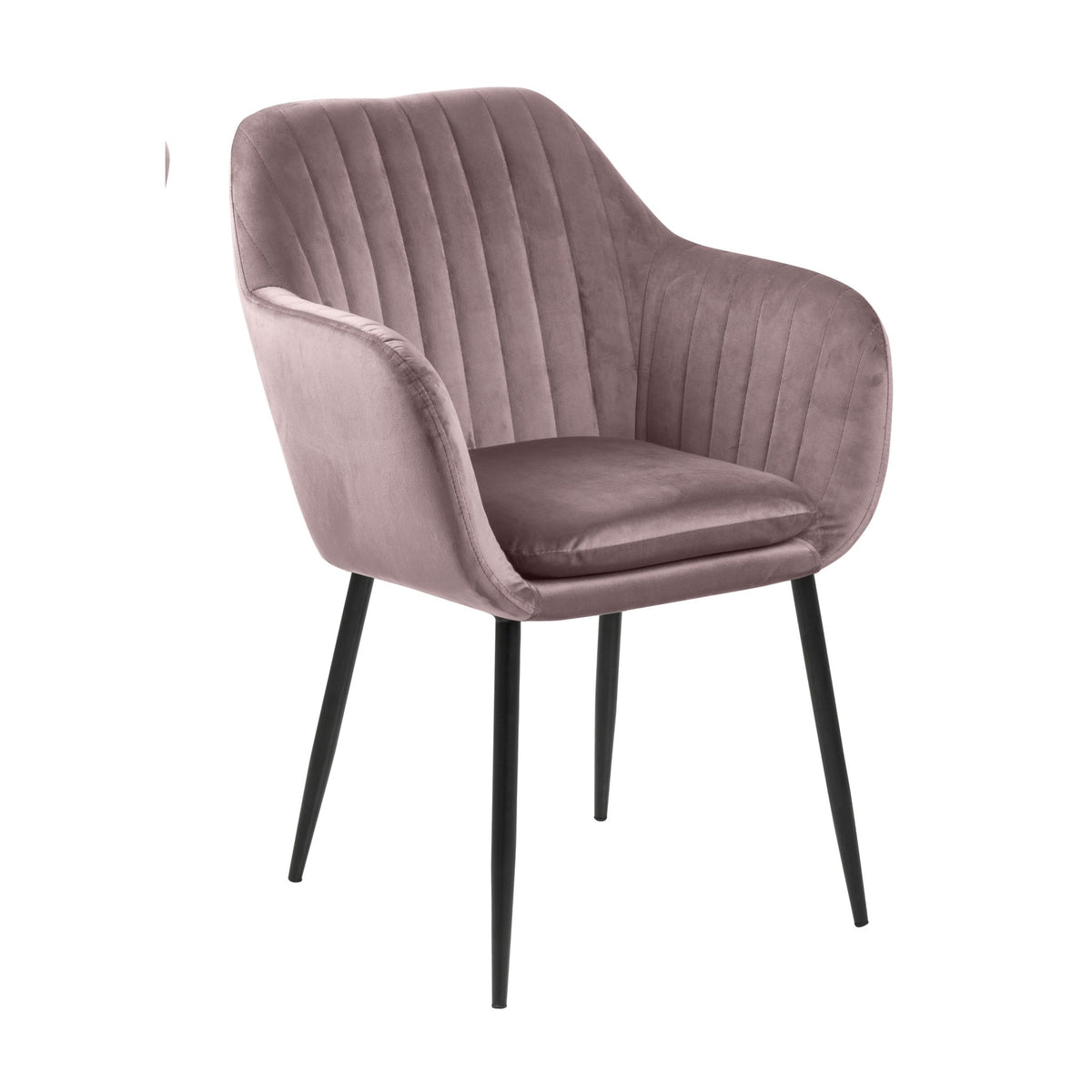 Emilia spisestol i rosa velur med svarte ben