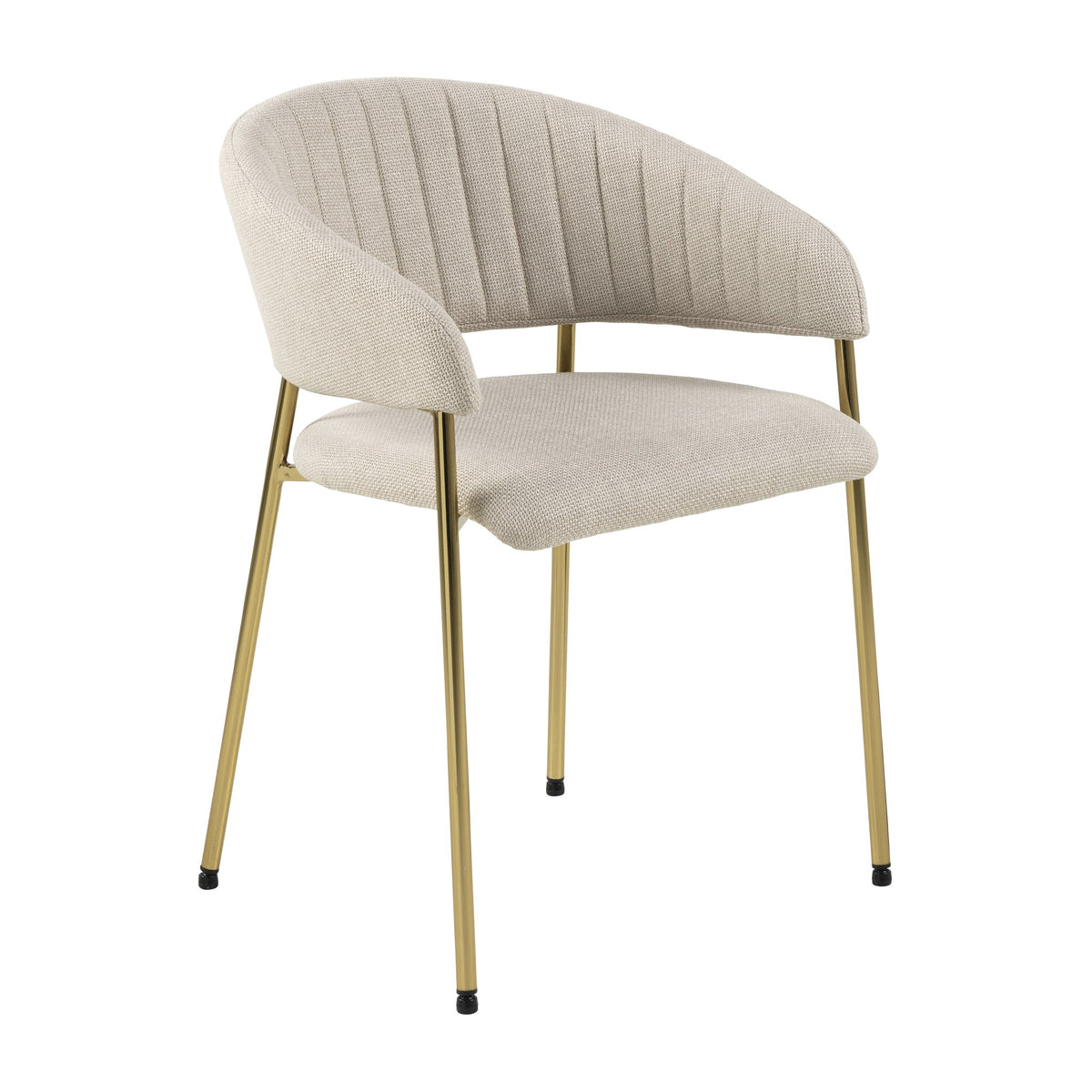 Ann spisestol i beige bouclé med gullben
