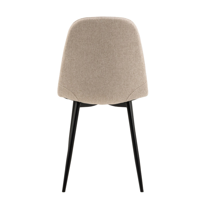Celia spisestol i beige stoff med sorte metallben, sett bakfra