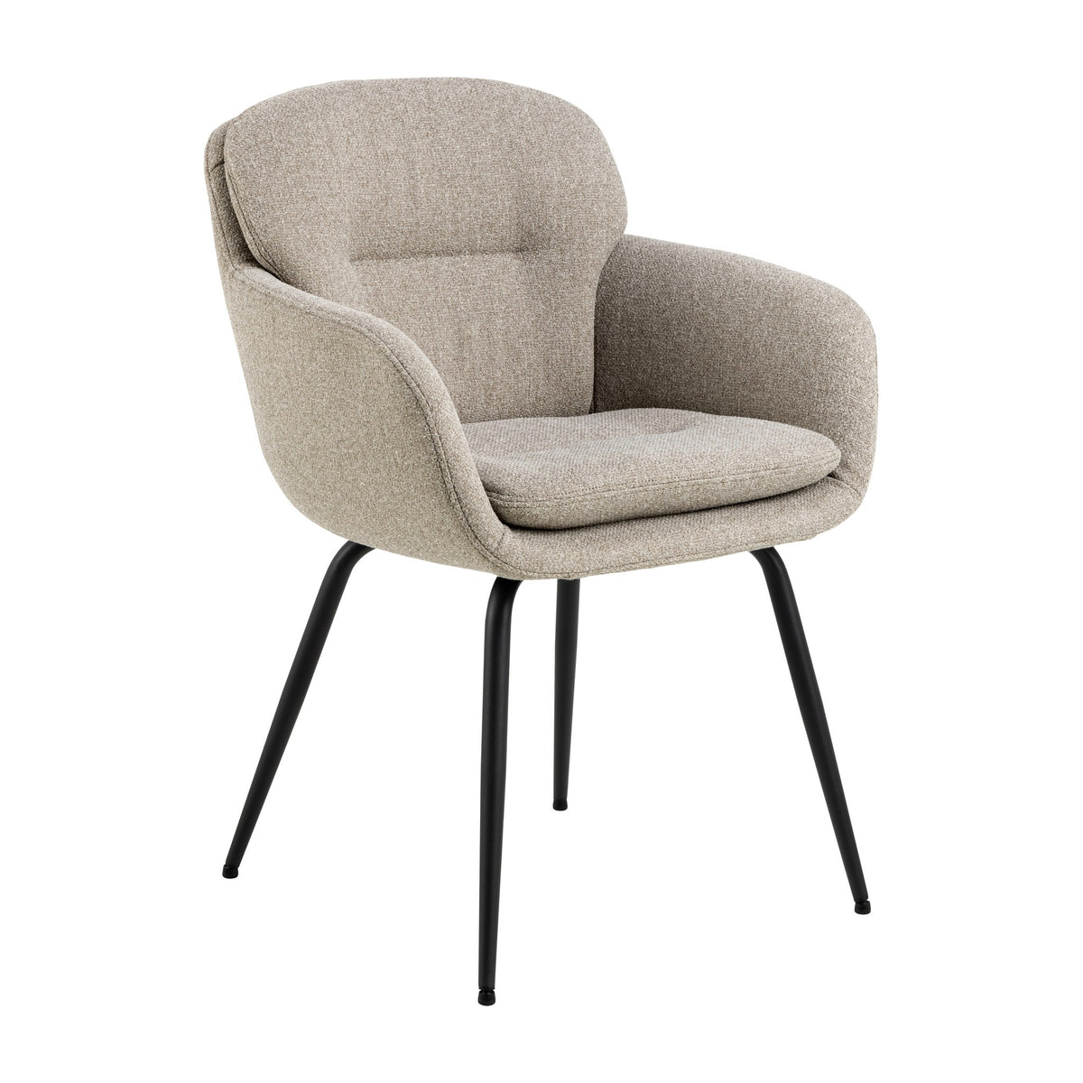 Dora spisestol i beige med armlener og sorte metallben