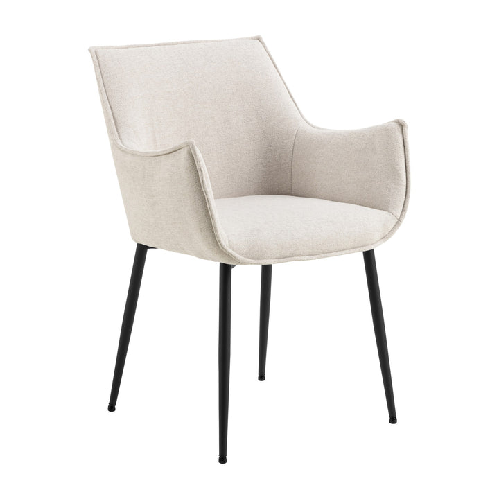 Bonita spisestol i apia beige med armlener og sorte metallben