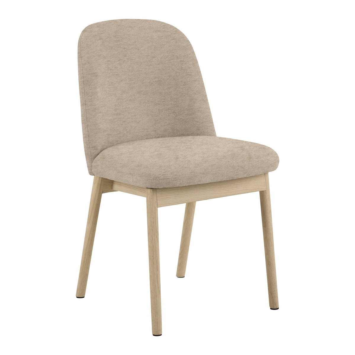 Leo spisestol i beige stoff med ben i lys eik
